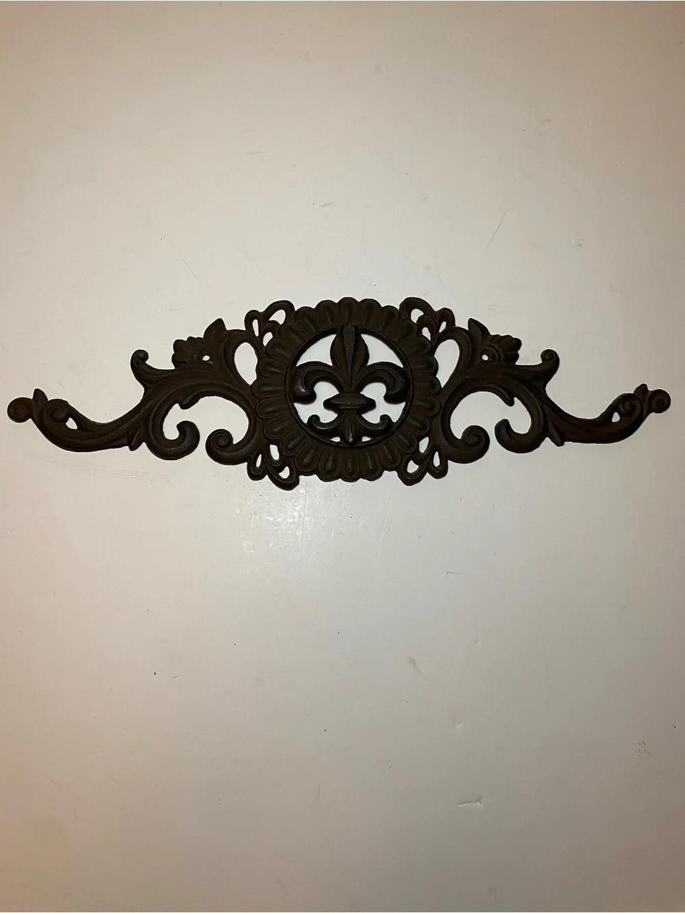 Decorative Fleur-de-Lis Metal Wall Accent in Dark Brown/Black 18 inches